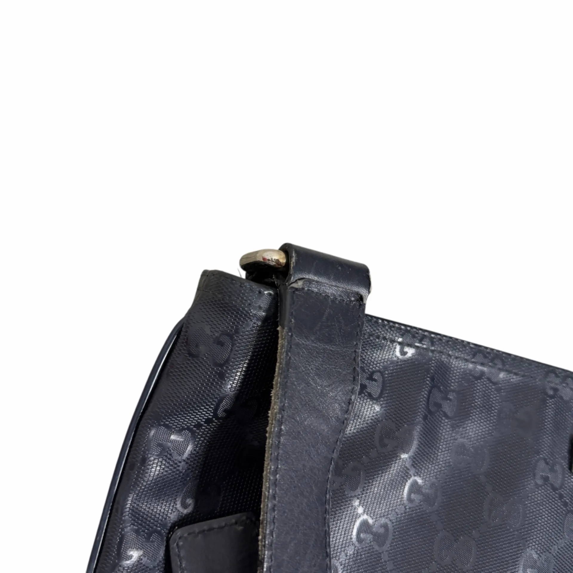 Vintage Gucci Navy GG Messenger Bag - Image 2