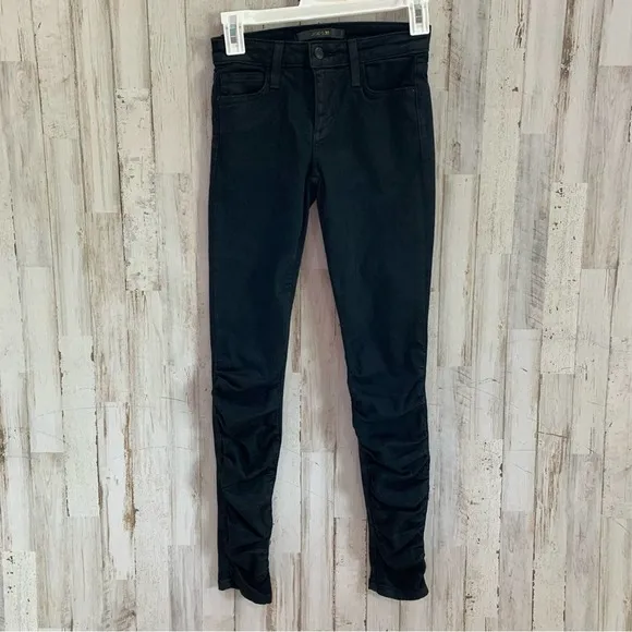 Joe’s Jeans Ruched Ankle Skinny Coated Jet Black - Image 2