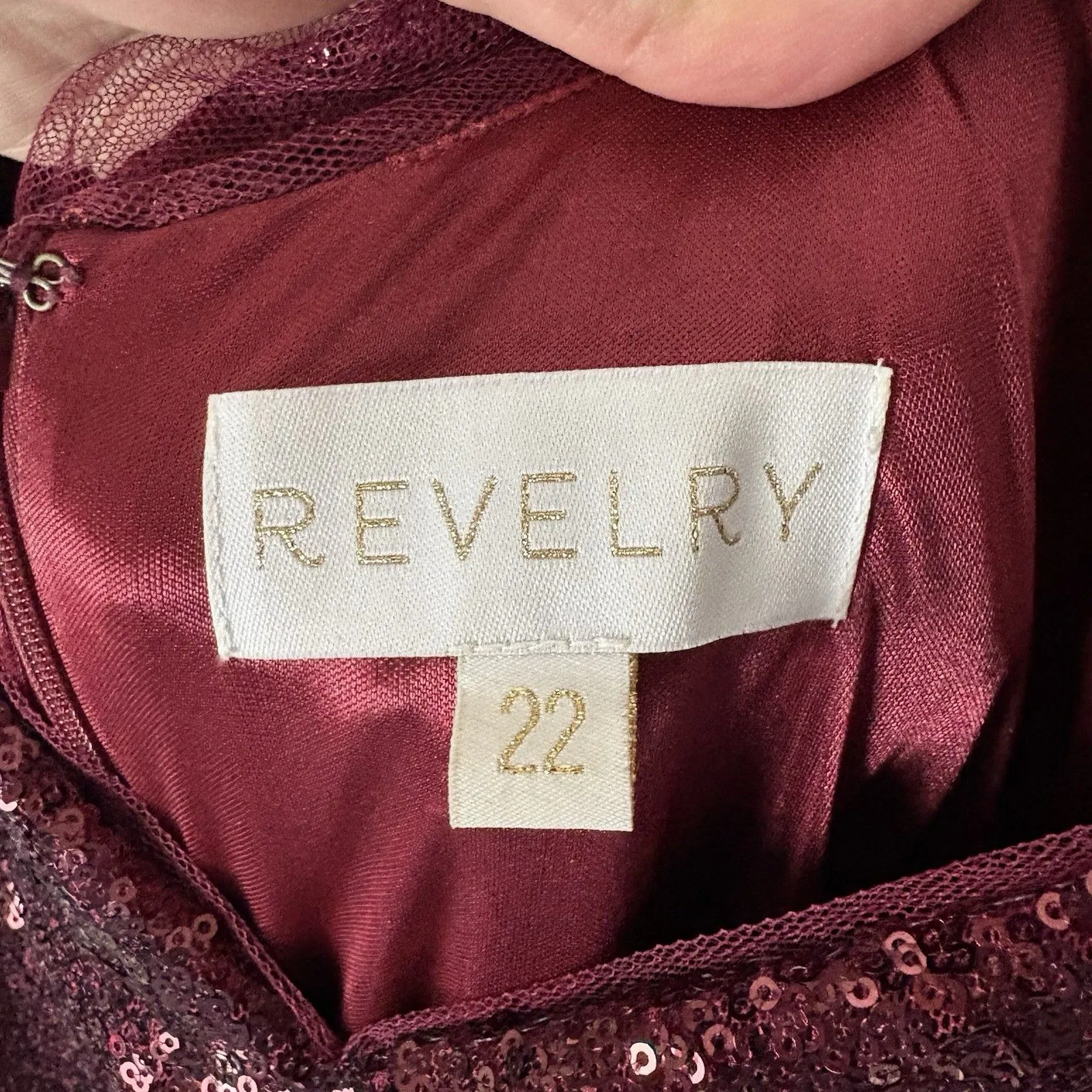 Revelry Hazel Sequin Maxi Dress Cabernet 22 Evening Black Tie Wedding Bridesmaid Red Size undefined - Image 6