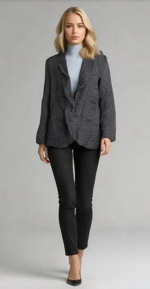 Johnston & Murphy Silky Animal Print Blazer Black Jacquard One-Button S NWT - Image 1