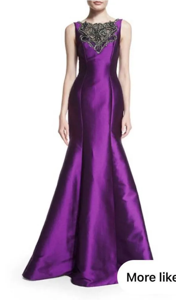 Theia Gazaar Sleeveless Illusion Lace‎ Mermaid Gown 6 Purple - Image 2