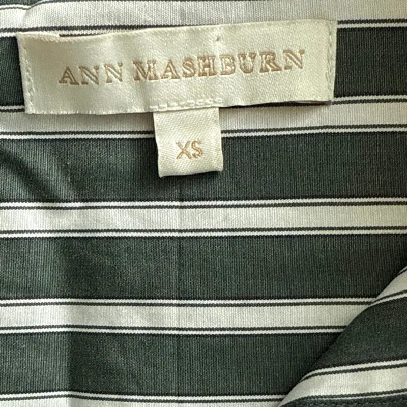 Ann Mashburn Christiane Tunic Tie Hem Green/Cream Bengal Stripe Poplin Size XS - Image 8