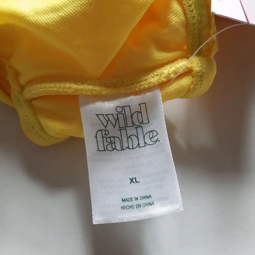 Wild Fable Swimsuit Top Women's Size Extra Large XL Yellow Pink Crochet Swimwear - Image 5