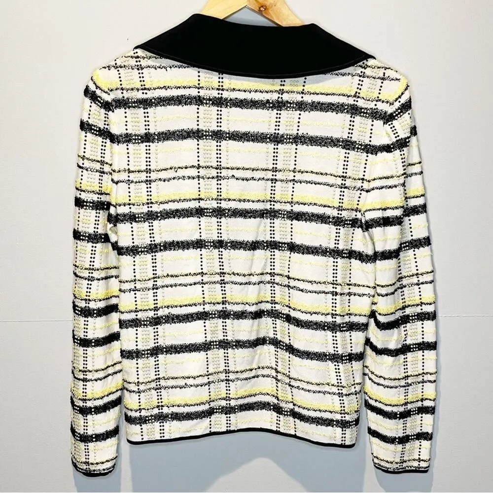 Ming Wang Plaid Pattern Beaded Jacket Blazer - size Small - Image 5