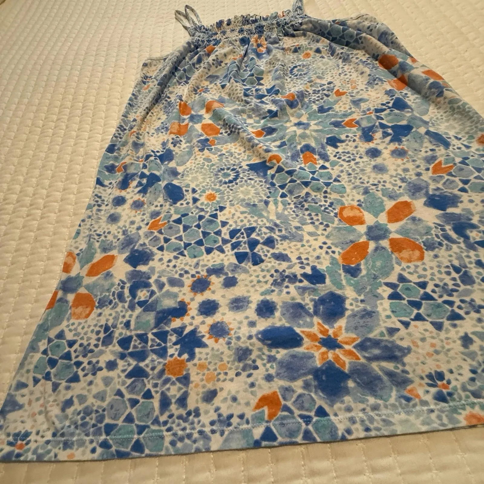 Lauren Ralph Lauren Nightie Slip Short Nightgown Sz M Medium Blue Geo Floral - Image 10