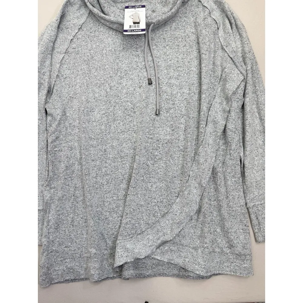 CHELSEA & THEODORE Womens Size XXLarge Heather Grey Cowl Neck Hooded Casual Gray - Image 5