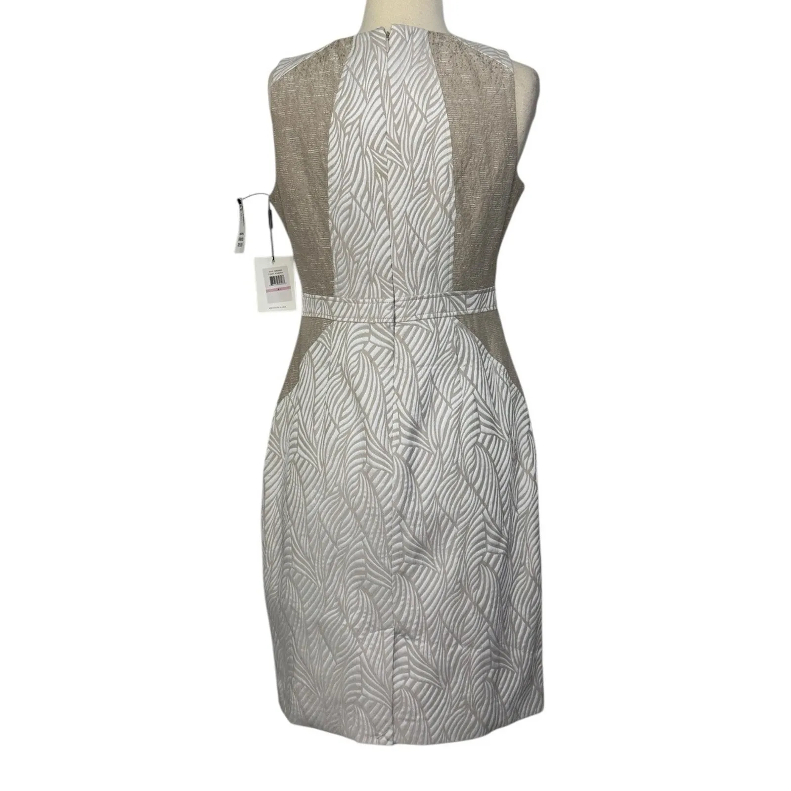 CALVIN KLEIN Vestido Marca Textured Sheath Midi Dress Latte Ivory Size 6P NWT - Image 8