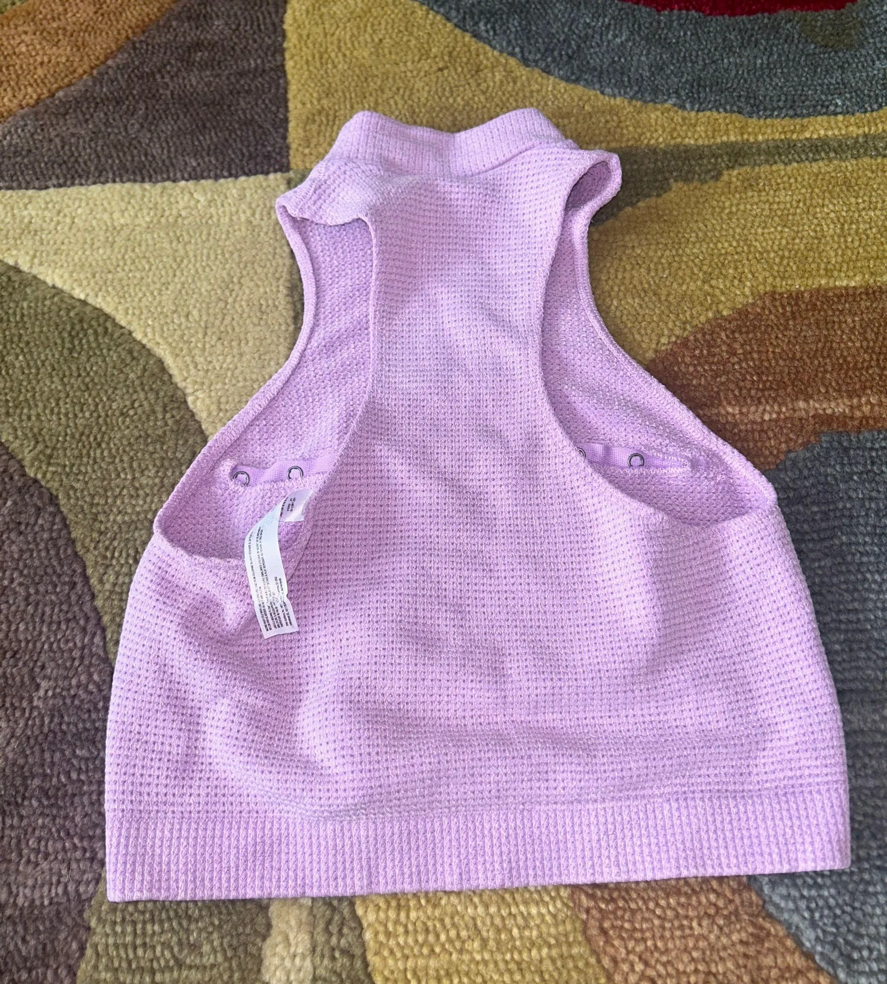 Out From Under Light Purple Mock Neck Snap Cutout Crop Tank Top - Image 3