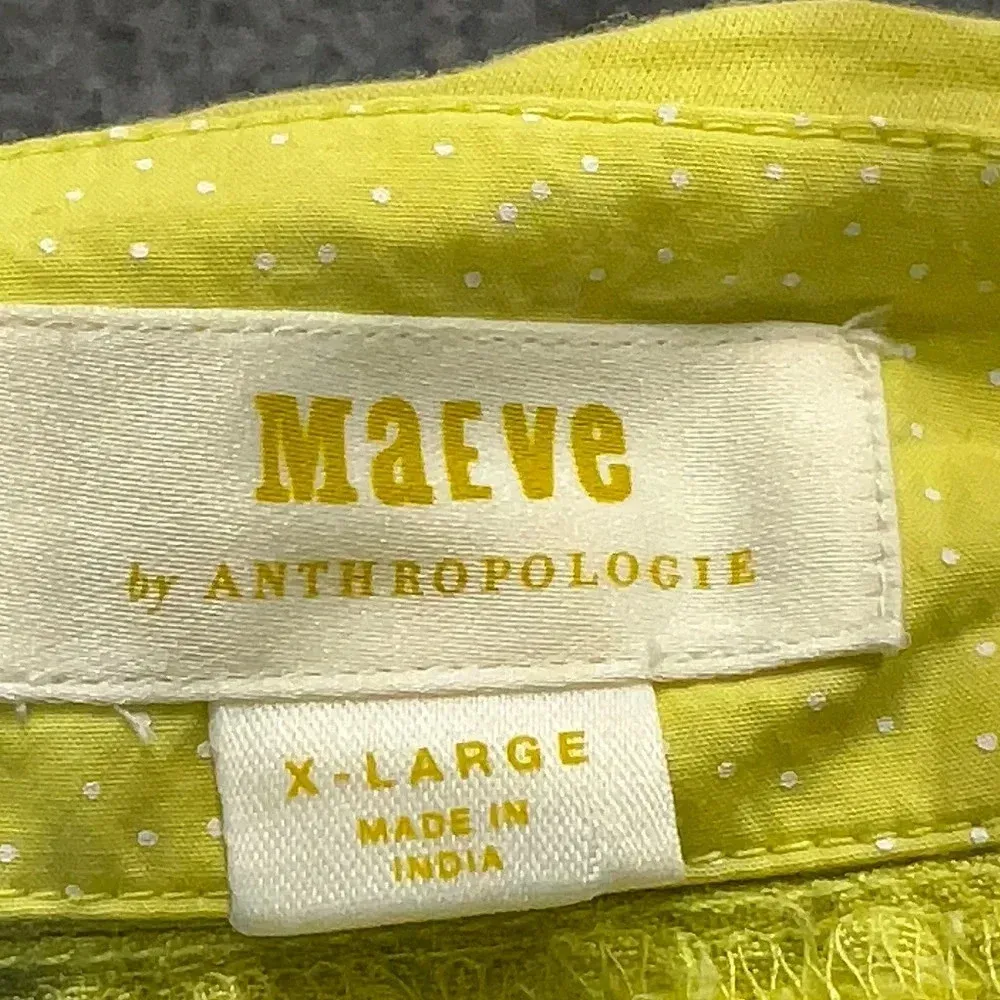 Anthropologie Maeve Yellow Linen Blend Twist Front Dress Size XL - Image 6