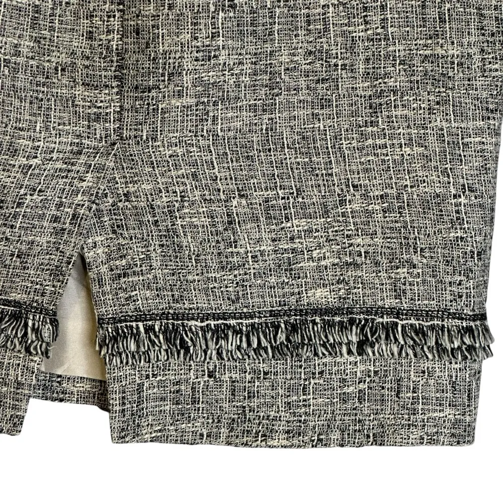 Yoana Baraschi Black White Fringed Pencil Skirt Cotton Linen Blend NYC‎ 4 Career - Image 7