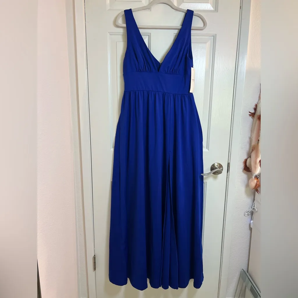 Ever-Pretty Women's  Royal floor  Length High Stretch‎ Side Slit Pleated Size L - Image 7