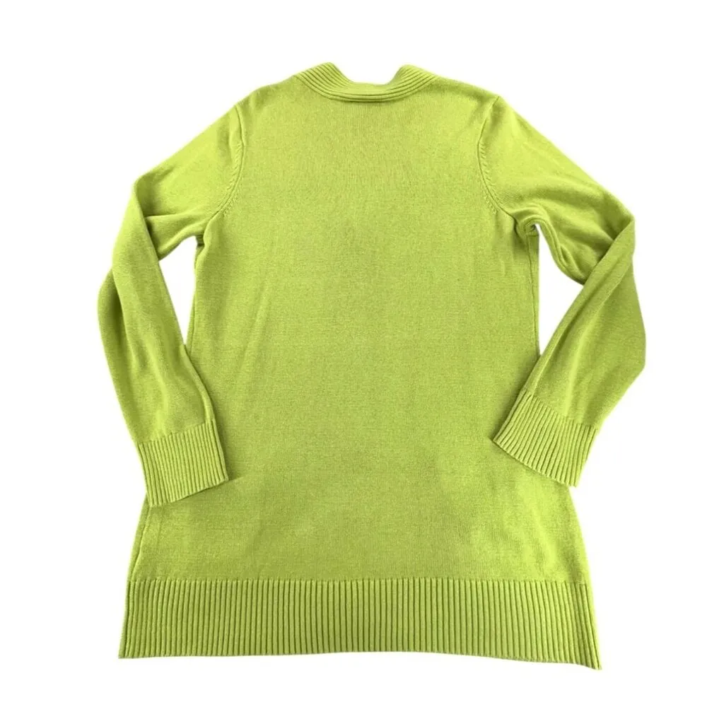 Pendleton Long Coventry Cardigan Lemongrass Sweater Women's XL Cotton Green - Image 3