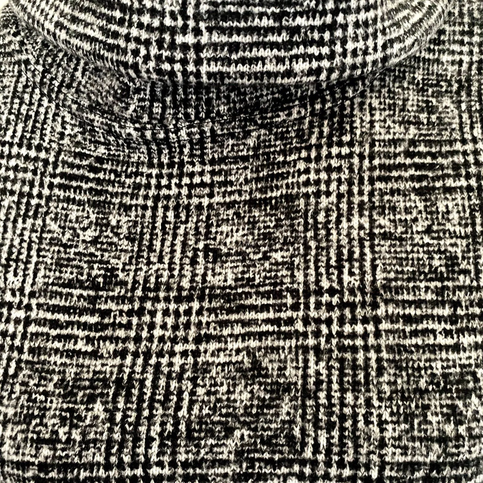 J. Crew Glen Plaid Funnel Neck Thick Fleece Pullover Black‎ Gray Size Small - Image 3