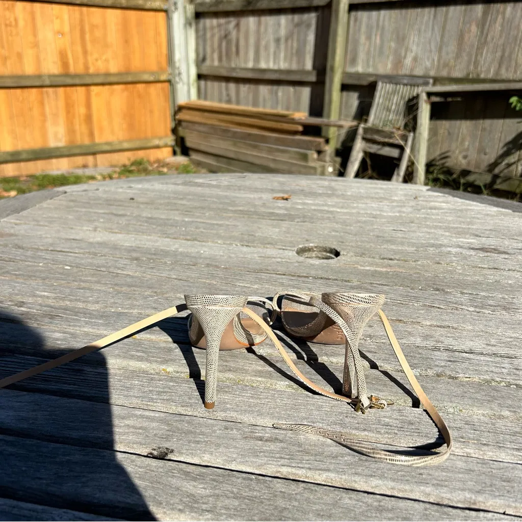 Schutz Gold Altina Embossed-Leather Sandal - Size 5.5‎ - Image 7