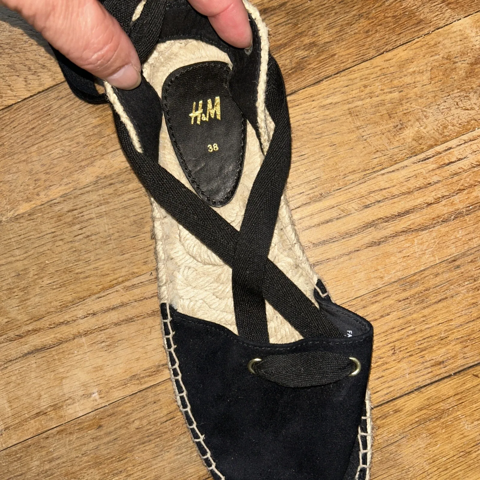 H&M Espadrille‎ Closed Toe Sandals Size 38 US7 Lace Up Ballet Core - Image 5