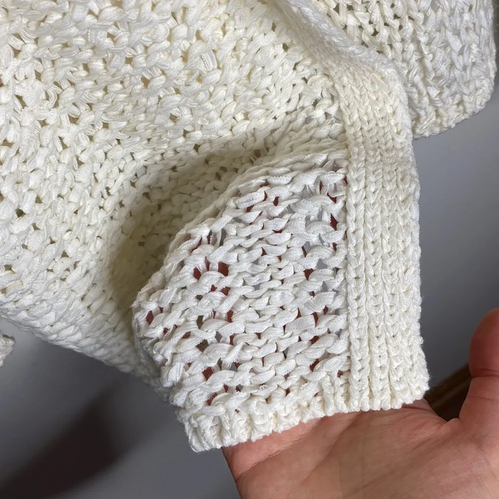 Lou & Grey tape open knit hooded sweater cardigan size XS - Image 7