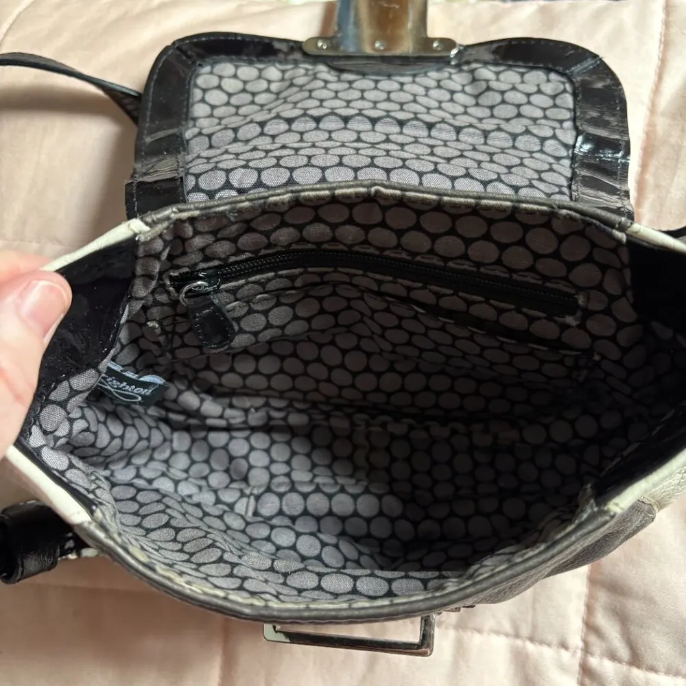 Brighton leather colorblock crossbody bag purse date night going out coquette - Image 7