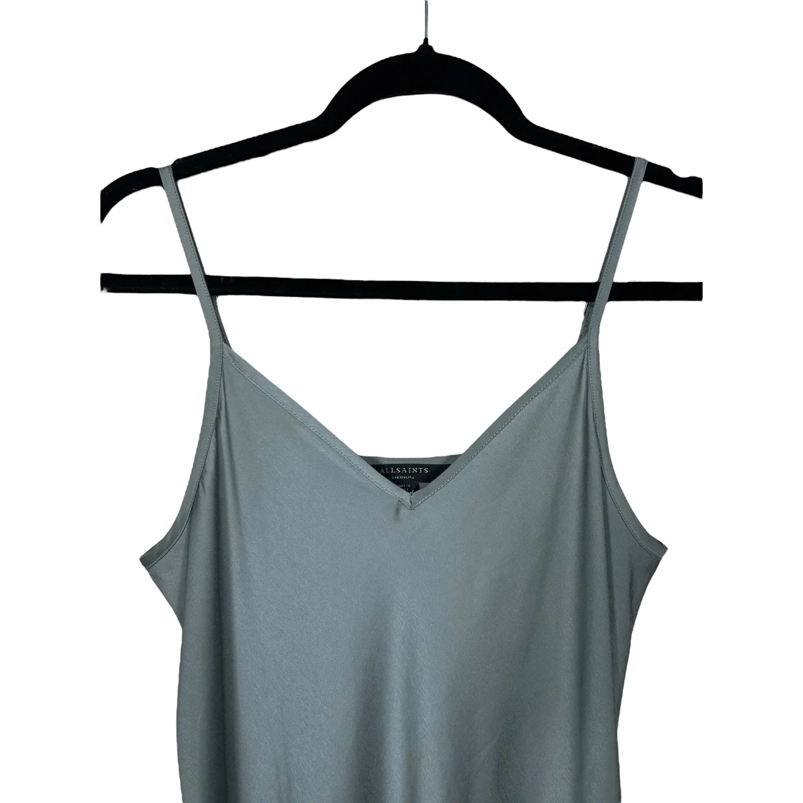 AllSaints Revolve Women's Medium Gray Maxi Slip Dress Sleeveless V‎ Neck Casual - Image 3