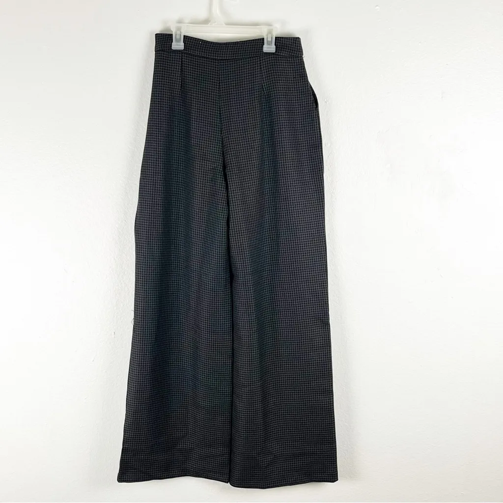 NASTY GAL Gray Checkered Super Wide Leg High Rise Tailored Trouser Pants Size 6 - Image 2