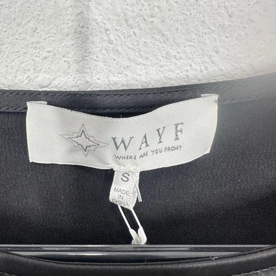 WAYF Black Satin Feather Trim Long Sleeve Crop Top Women's Size S NWT Shopbop - Image 5