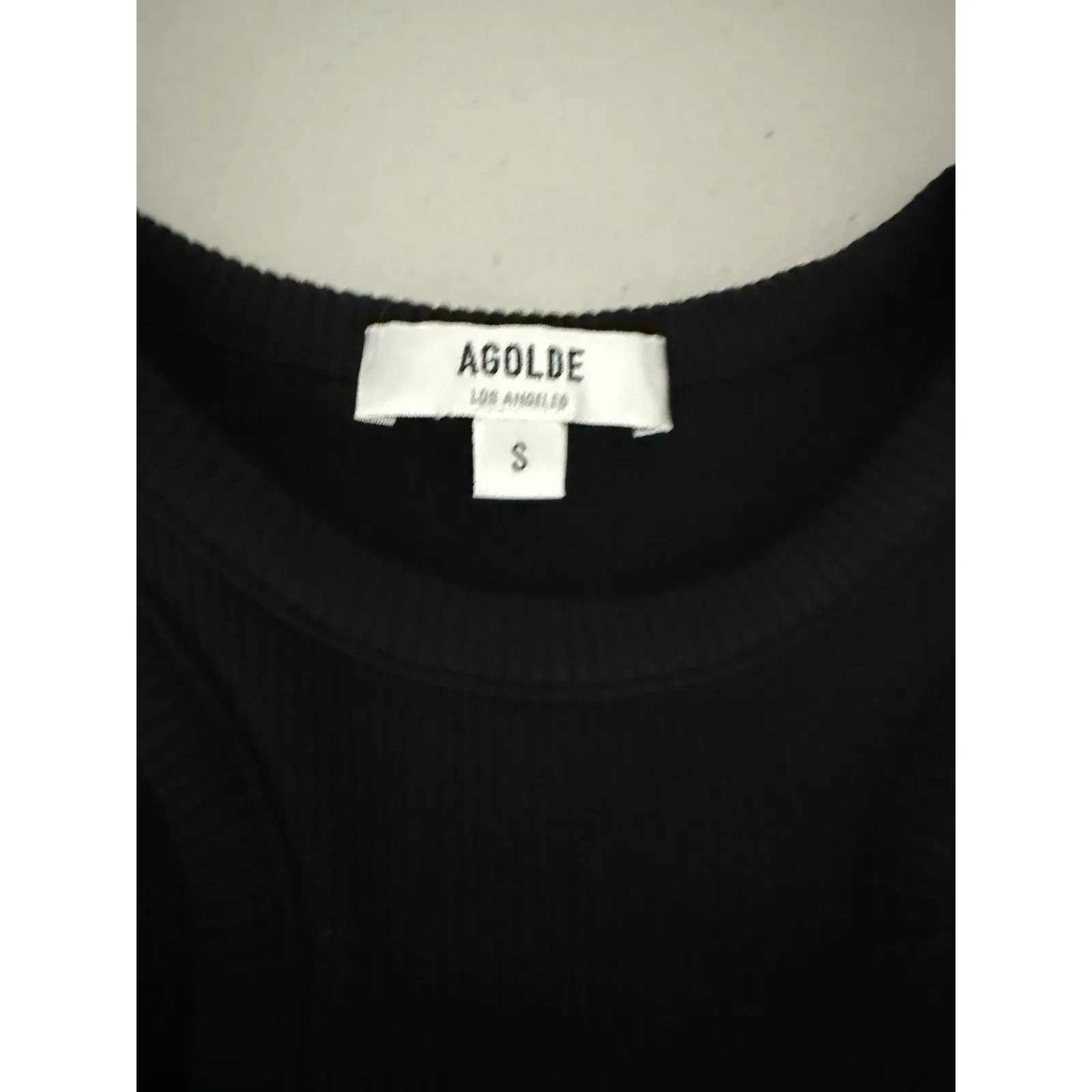 Agolde Black Ribbed Bea Cutaway Tank Top High Neck Sleeveless Shirt Small - Image 4