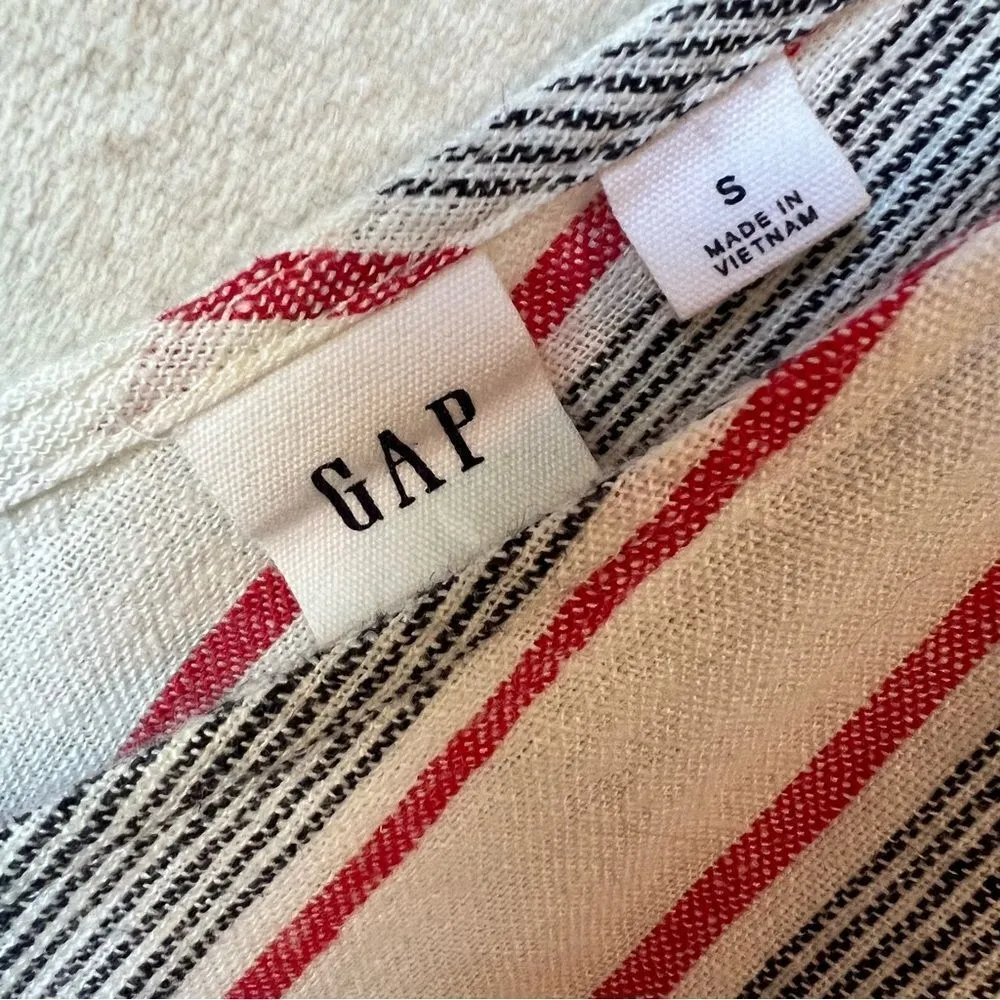 Gap Cream Red Grey Linen Capri Jumpsuit - Image 8