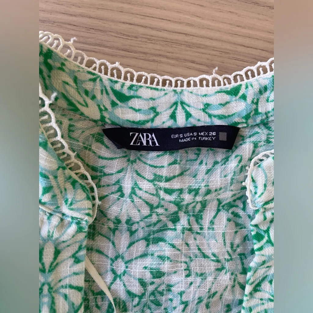 Zara Green and White Mini Dress - Image 9