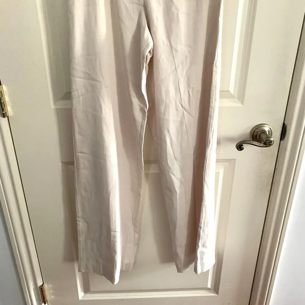 Zara Full Length Trousers with Cutout Opening in Ecru Off White - Image 9