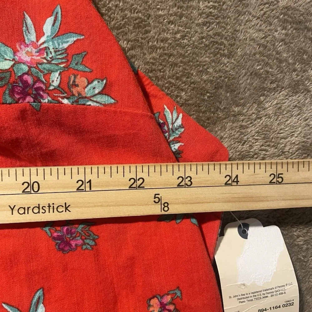 NWT St. Johns Bay Tank Top Womens 2X Red Floral Split Neck Tunic Sleeveless - Image 5