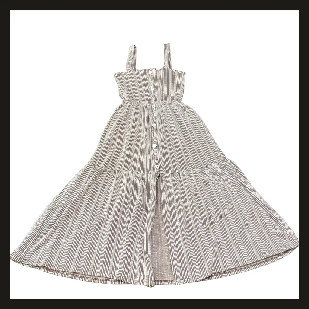 Caution to the Wind Striped Button Front Tiered Midi Sundress Women’s Small EUC - Image 4