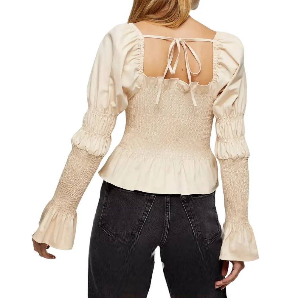 Topshop Shirred Satin Blouse - Image 12