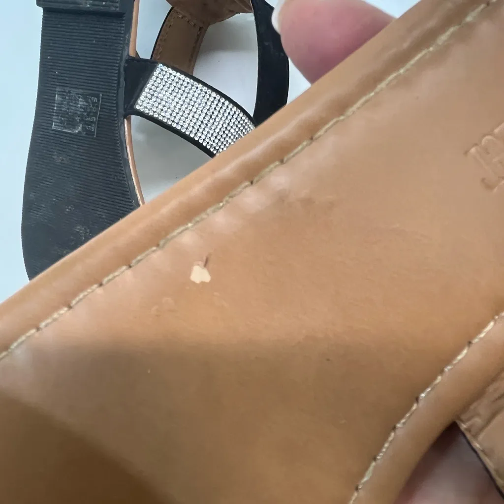 Olivia Miller Day Dreams Ankle‎ Strap Sandals W\Rhinestones Heel Zip 7 BLACK - Image 8