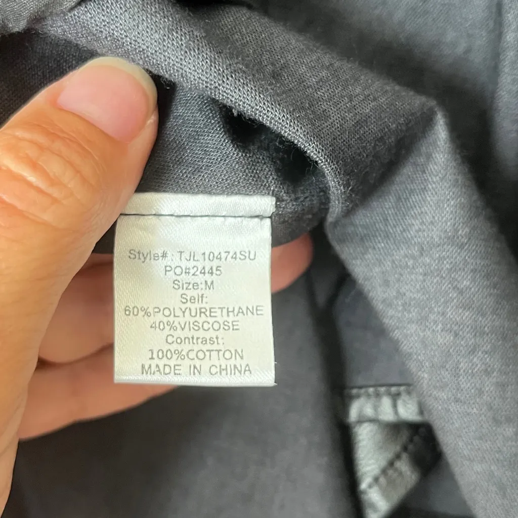 JLUXLABEL Sz M Black Full Zip Jacket Mock Neck Lightweight Stretch‎ - Image 6