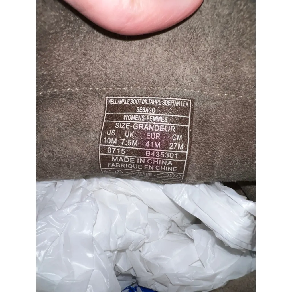 Women's Sebago Taupe Suede & Brown Leather Ankle Boots Size 10 Tan - Image 7