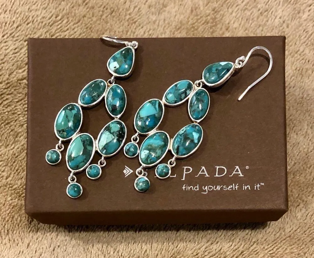 SILPADA Turquoise Sterling Silver Chandelier Vieques Drop Dangle Earrings W3289 - Image 4