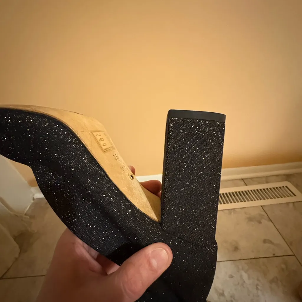 Raye x Revolve Farley Over the Knee Black Sparkly Boots - Image 8