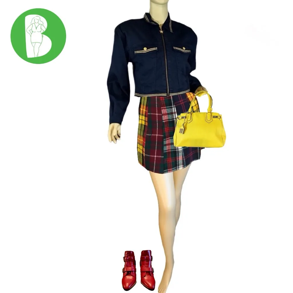 LIZ WEAR BLUE AND GOLD VINTAGE 1990'S CROPPED JACKET (SP) Size undefined - Image 2