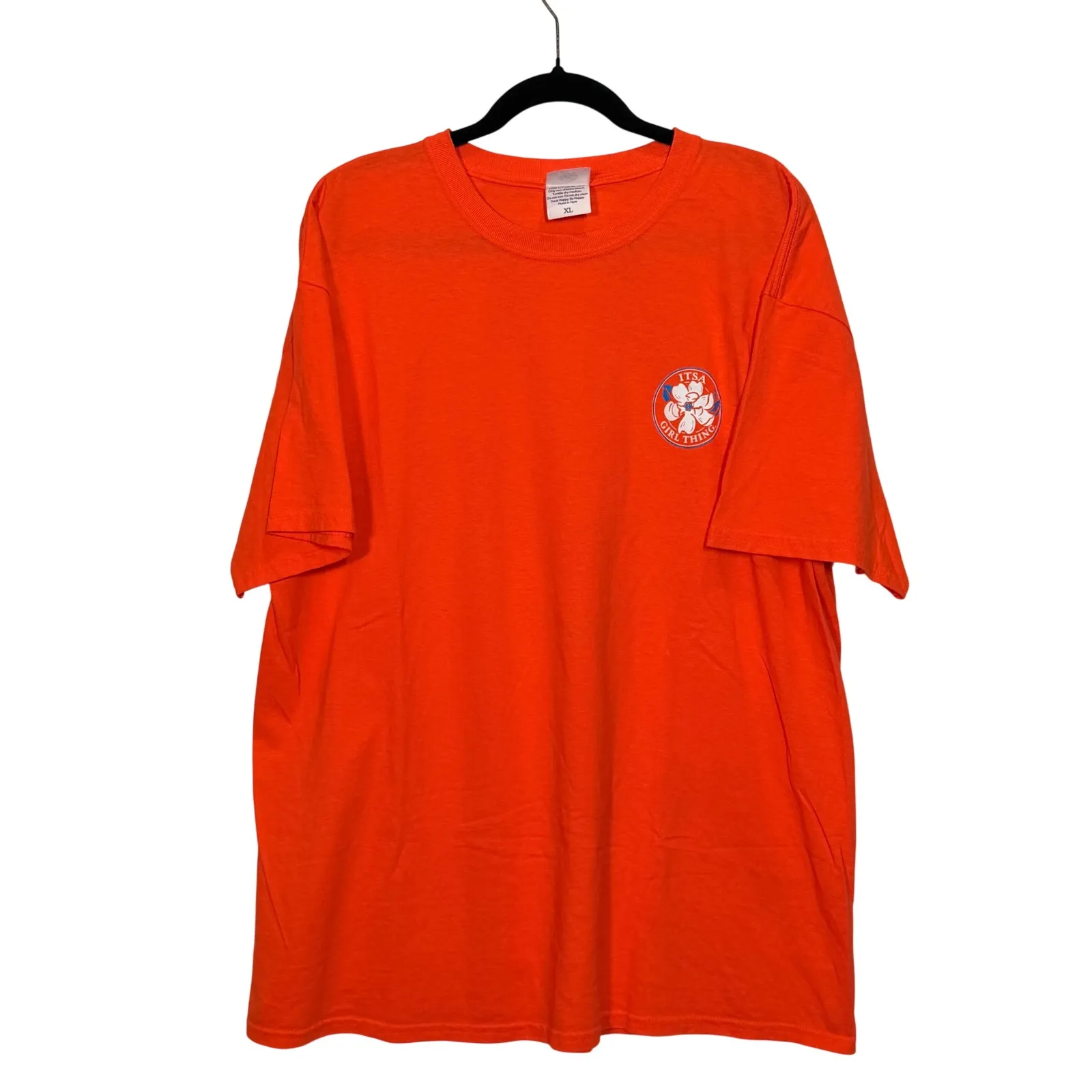 Itsa Girl Thing Orange Football Tailgates Touchdowns Graphic T Shirt XL - Image 3