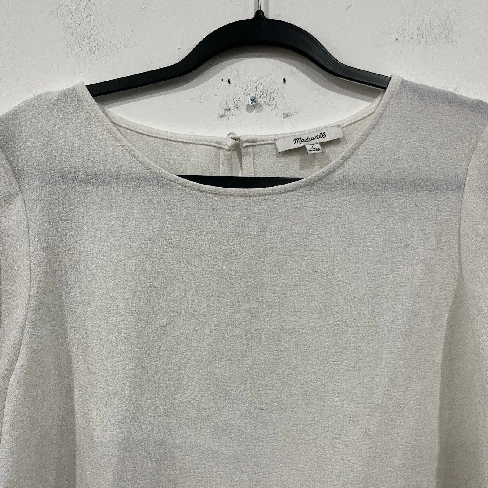 Madewell White Flare Hem Blouse Flowy Top Size Large - Image 4