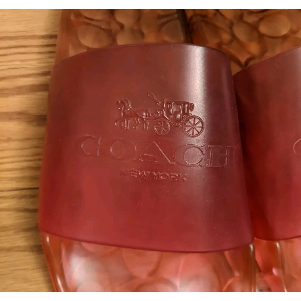 COACH Ulyssa Jelly Clear Rubber Slide Sandal Flip Flop Sz 8 Tangerine Pink Ombre - Image 6