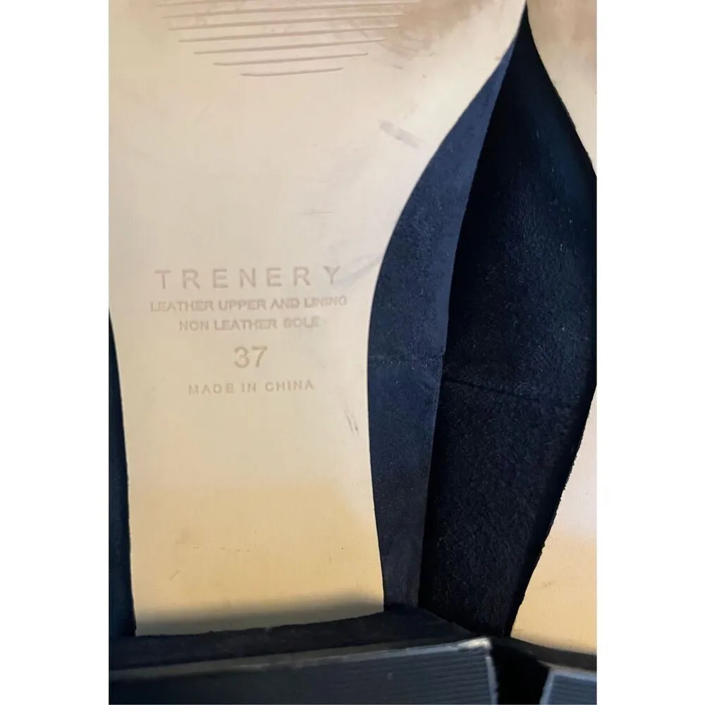 Trenery Navy Blue Suede Kendel‎ Leather Round Toe Midi Heel Size 6.5 Blue - Image 7