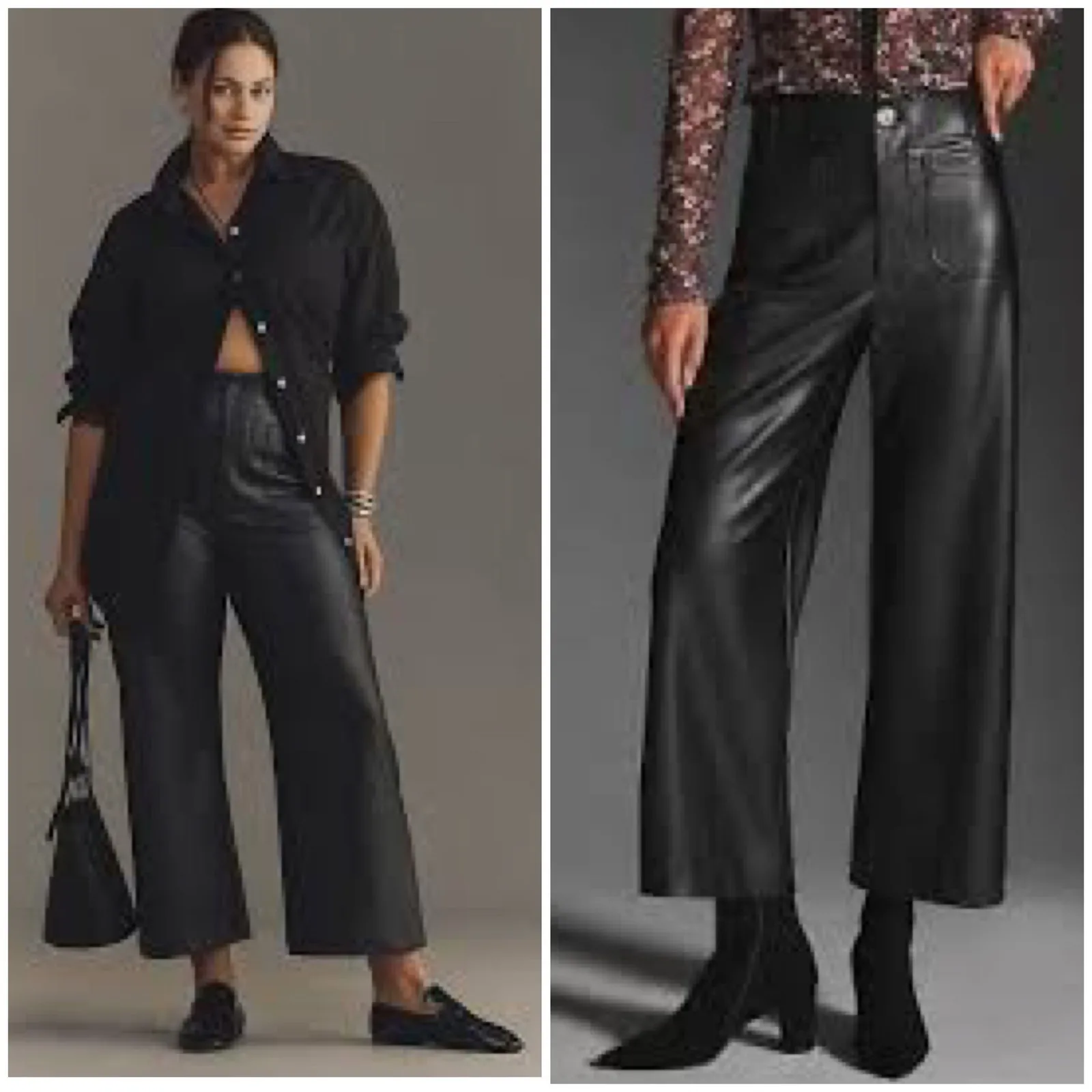 Anthropologie Maeve Black Faux Leather The Colette Crop Pant High Rise Size 31 - Image 2