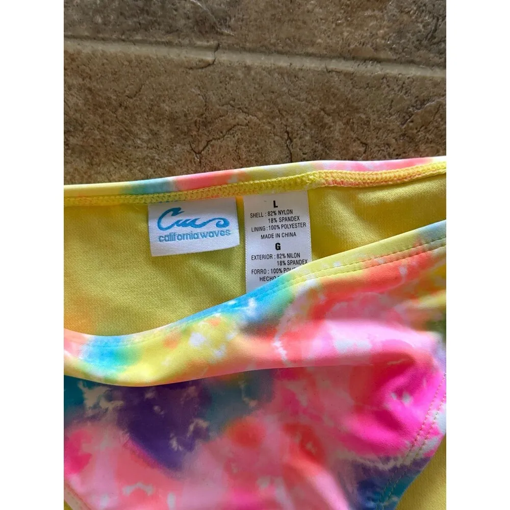 California Waves Tie Dye Bikini Bottoms Size Large - Image 5