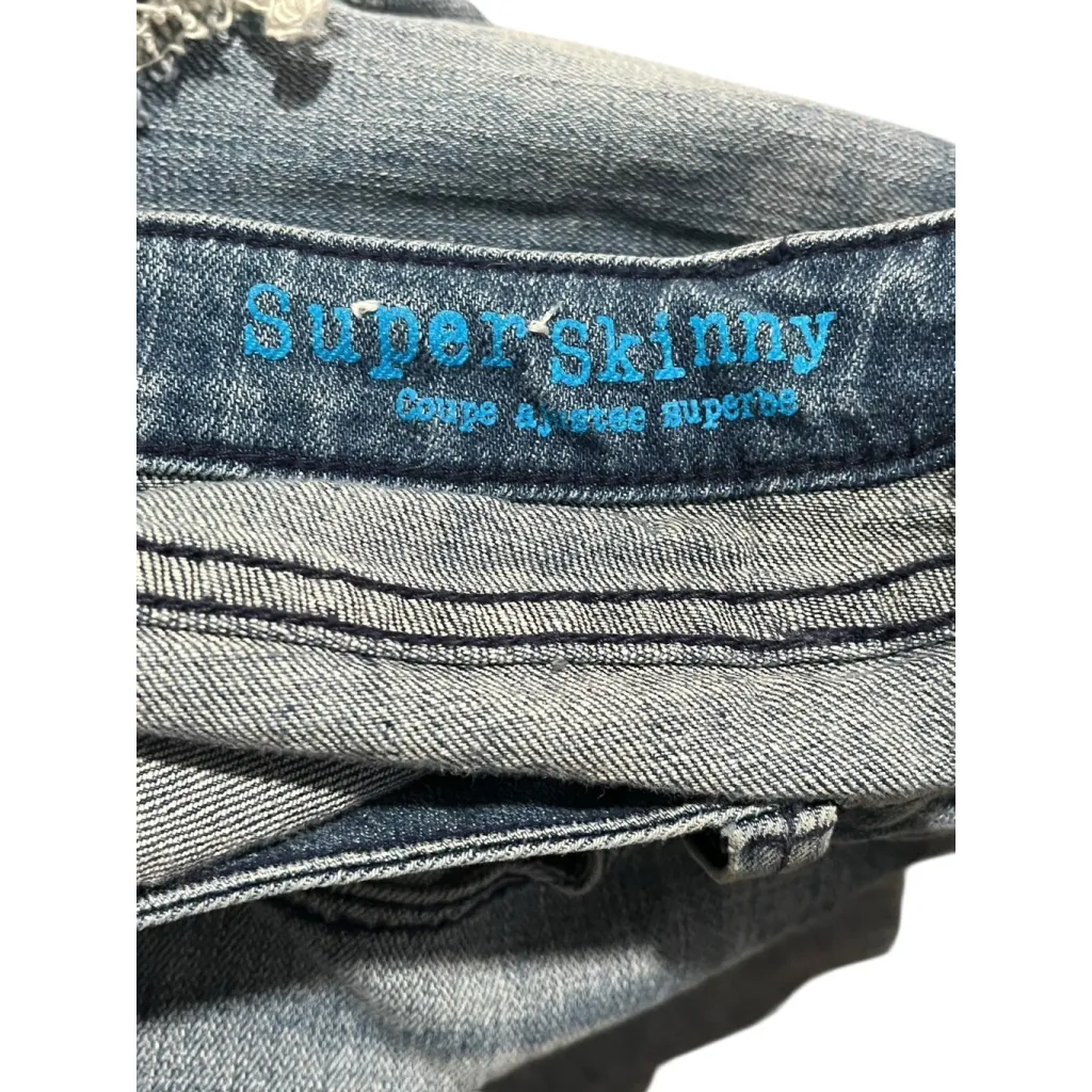 Volcom Jeans Womens Juniors Size 0 Super Skinny Low Rise Medium Wash Distressed - Image 7