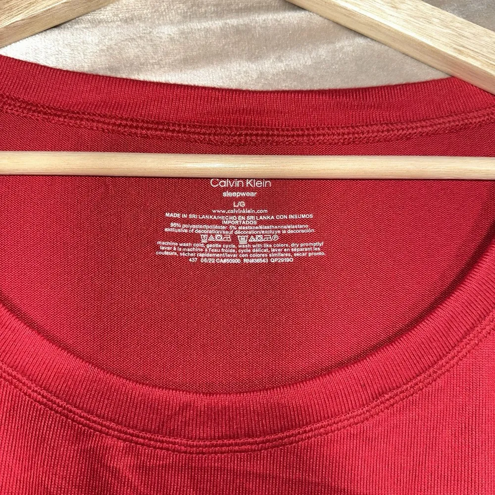 Calvin Klein Womens Red NEW Sleep Soft Lounge Shirt In Size L MSRP $89 Leisure - Image 4