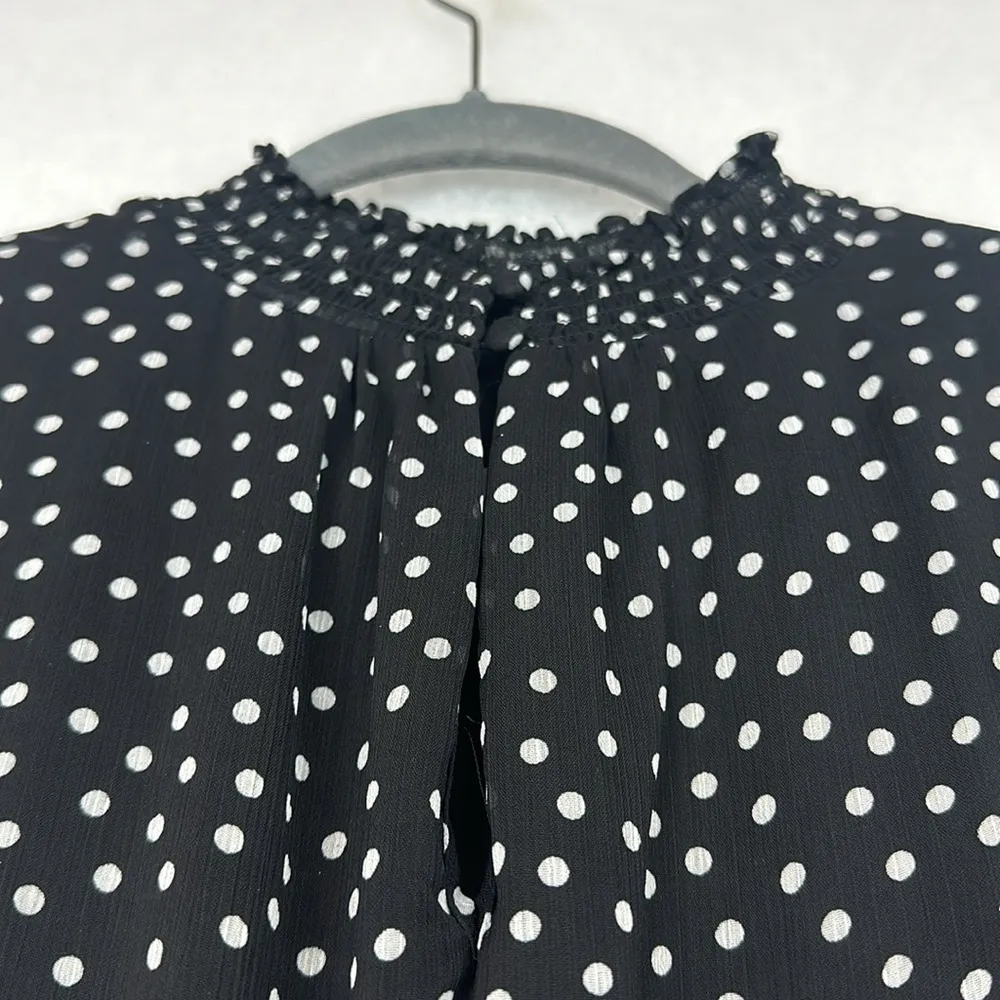Women's Polka Dot Smocked-Waist Flutter-Sleeve Midi Dress Sz Small - Image 5