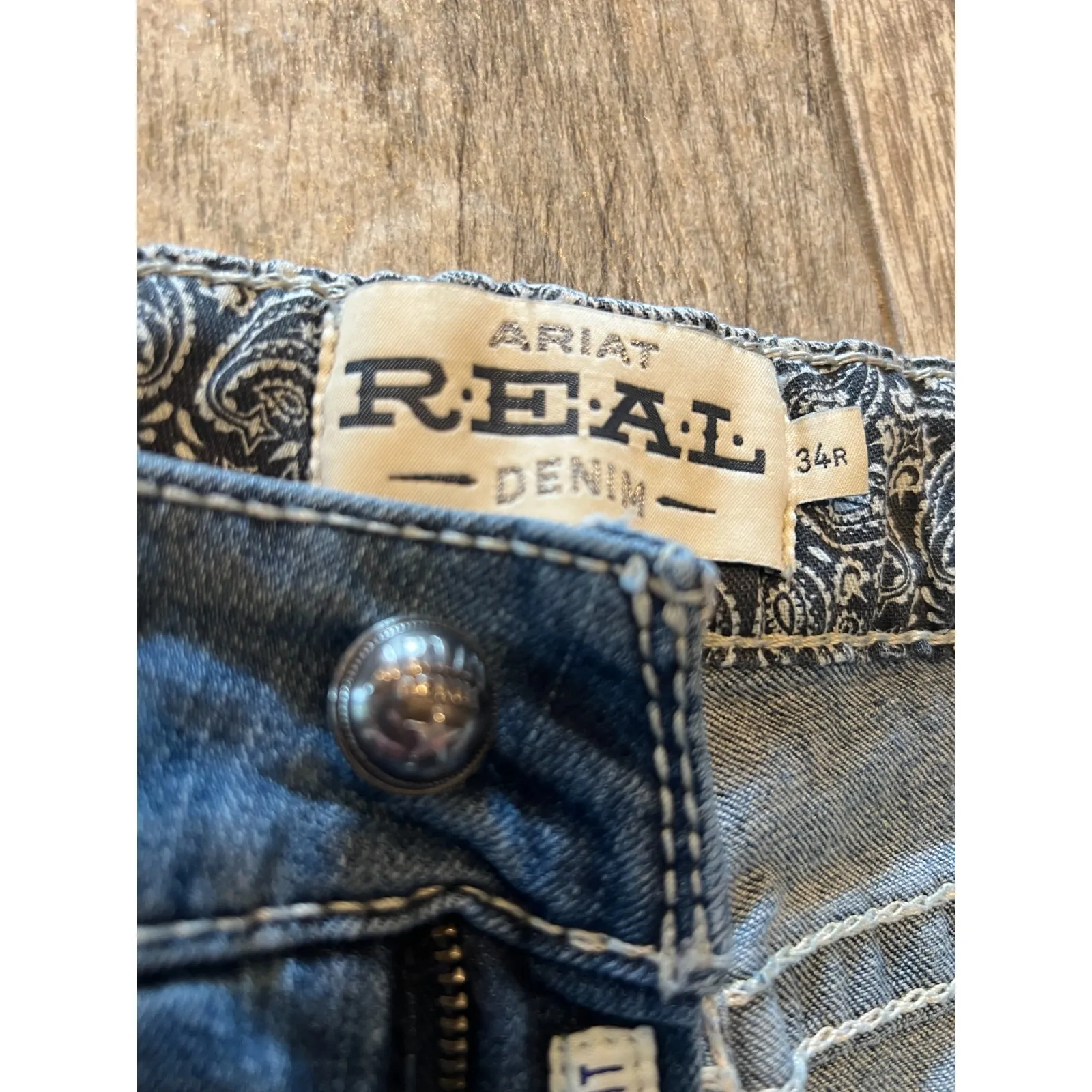 Ariat Real Denim Jeans size 34R 34 Regular Mid‎ Rise Straight Leg Western Womens - Image 6