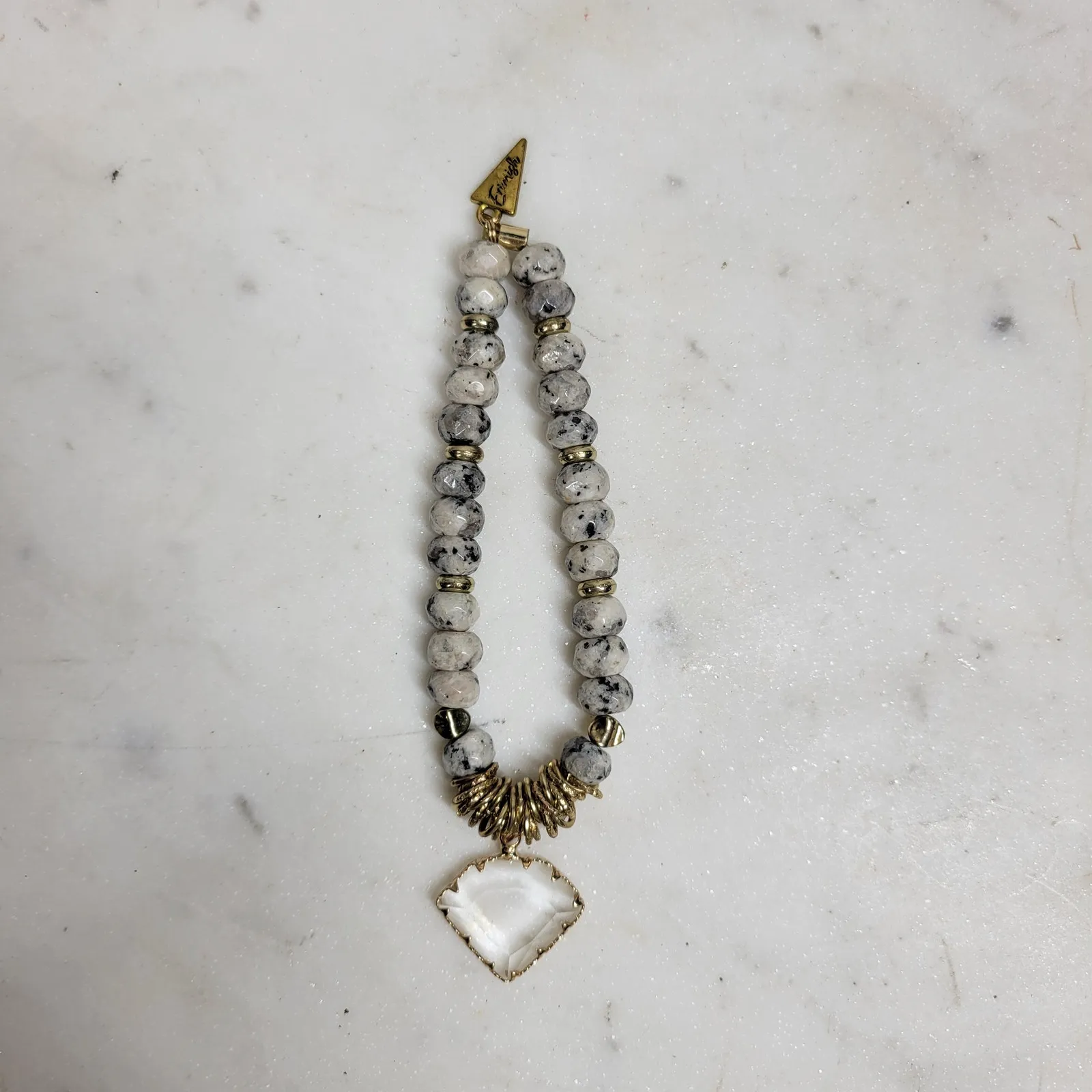 Erimish Beaded Bracelet Womens Metallic Rondelle Faceted‎ Marble Jasper Stones - Image 12