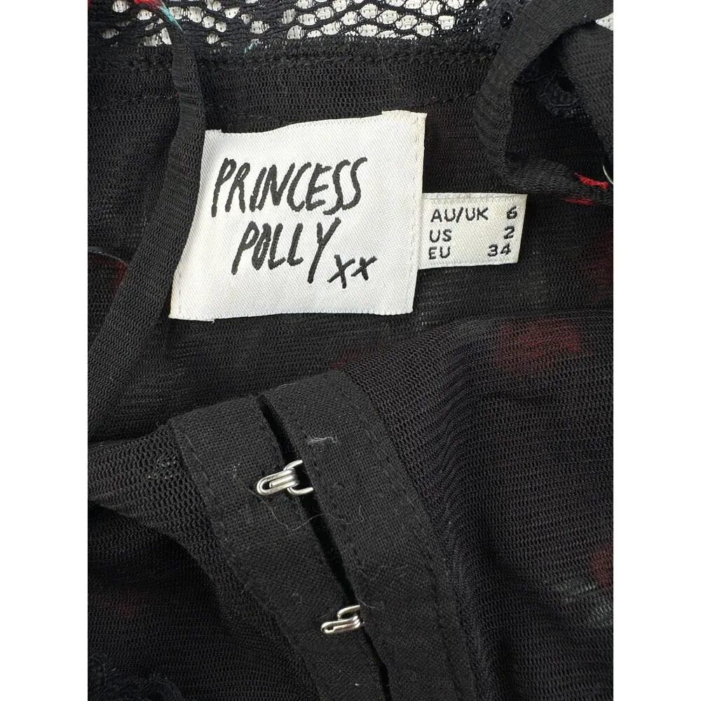 Princess Polly - Valencia Crop Top in Black & Red - Image 2