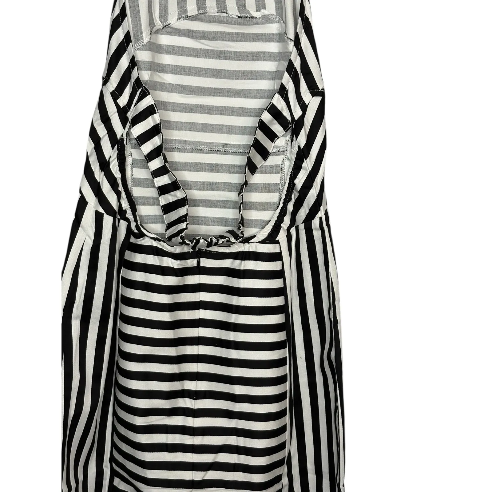 TOV Holy Inc Striped Halter Neck Backless Midi Dress Black White Women Size 8 38 - Image 6